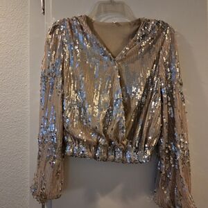 Sequin Embellished Beige Top